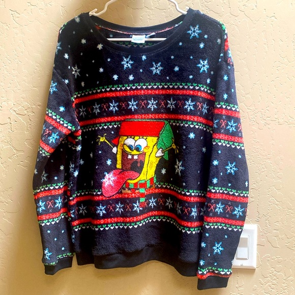Nickelodeon SpongeBob SquarePants Soft Ugly Christmas Sweater Crewneck XLarge - Picture 1 of 4